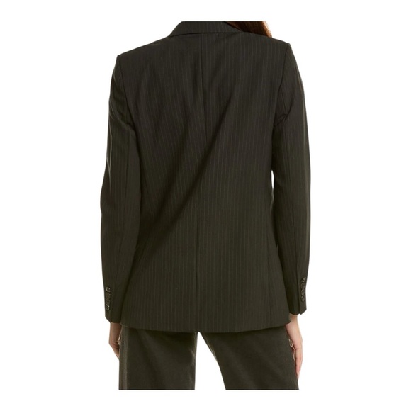 THE KOOPLES Women’s Black striped wool-blend fitted single breasted suit jacket - Picture 4 of 12